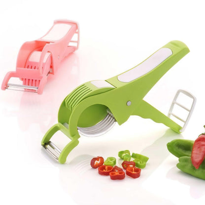 2 in 1 Vegetable Cutter with Peeler (Multicolour) / 2 in 1 Veg Cutter Stainless Steel 5 Blade Vegetable & Fruit Cutter for Kitchen - Pack of 1