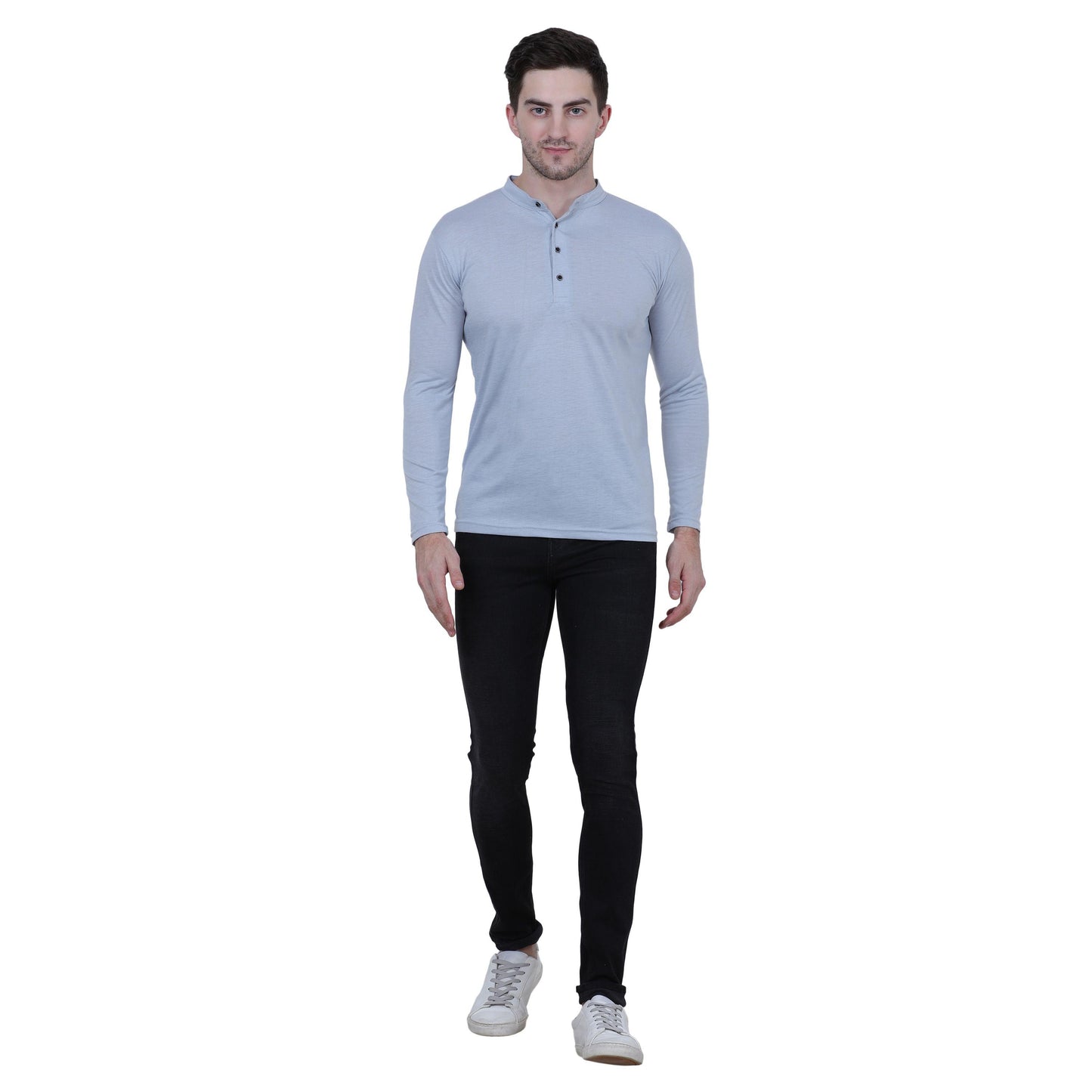 Cotton Blend Solid Full Sleeves T-Shirt