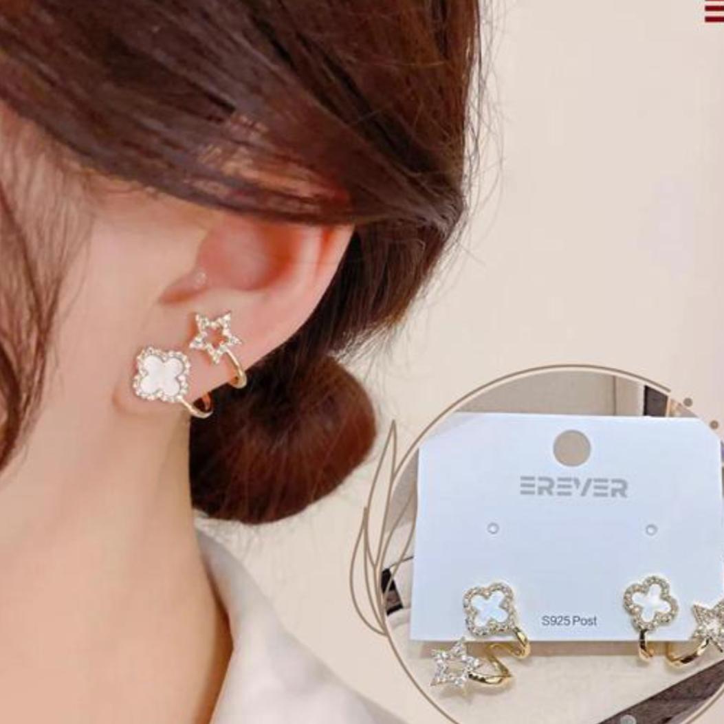 AVR JEWELS Korean Fashion Vibrato live four leaf Clover Earrings