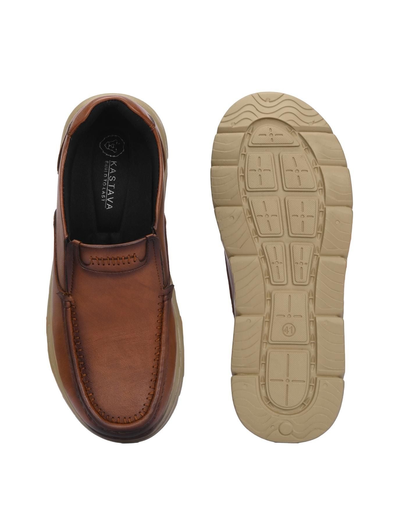 Men's Derby Slip On Tan Casual Shoes