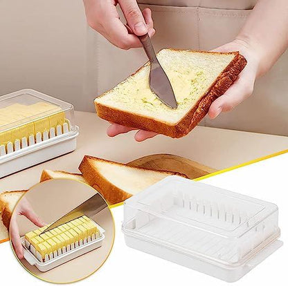 Butter Dish Keeper with Sealed Plastic Lid and Cutter Slicer (Pack of 1)